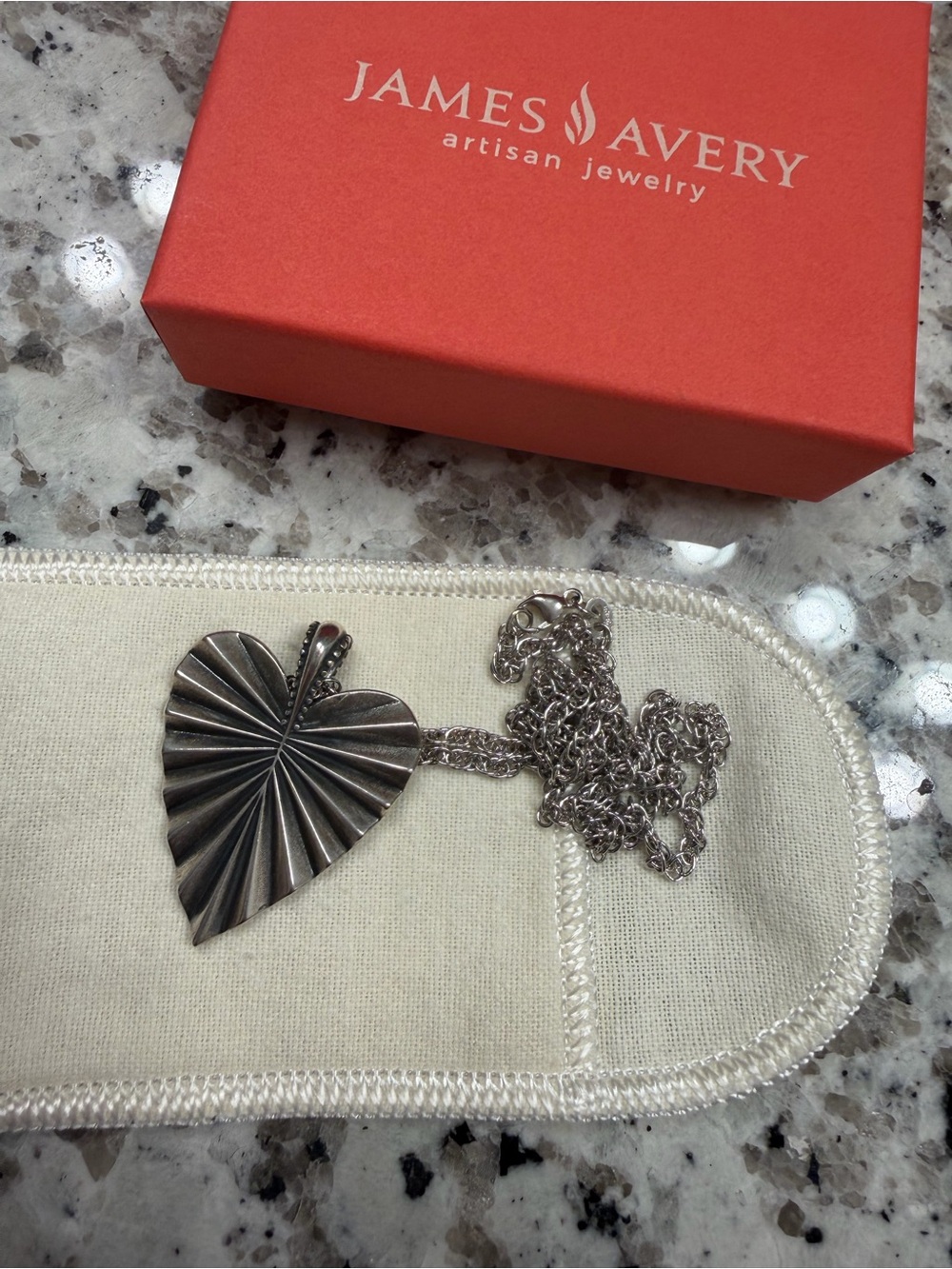 James Avery Silver Radiant Fan Heart Necklace